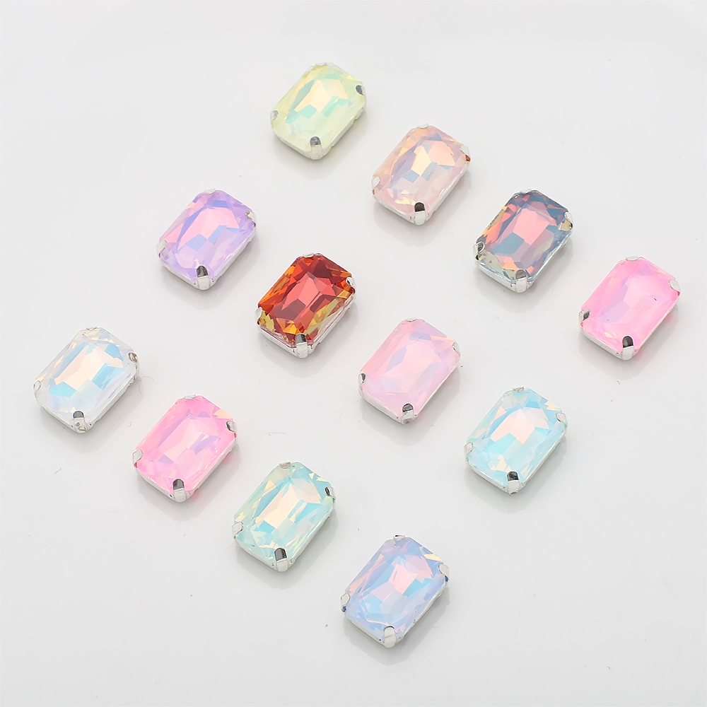 Sew On Rhinestone - 10 قطعة 10x14 مللي متر خياطة