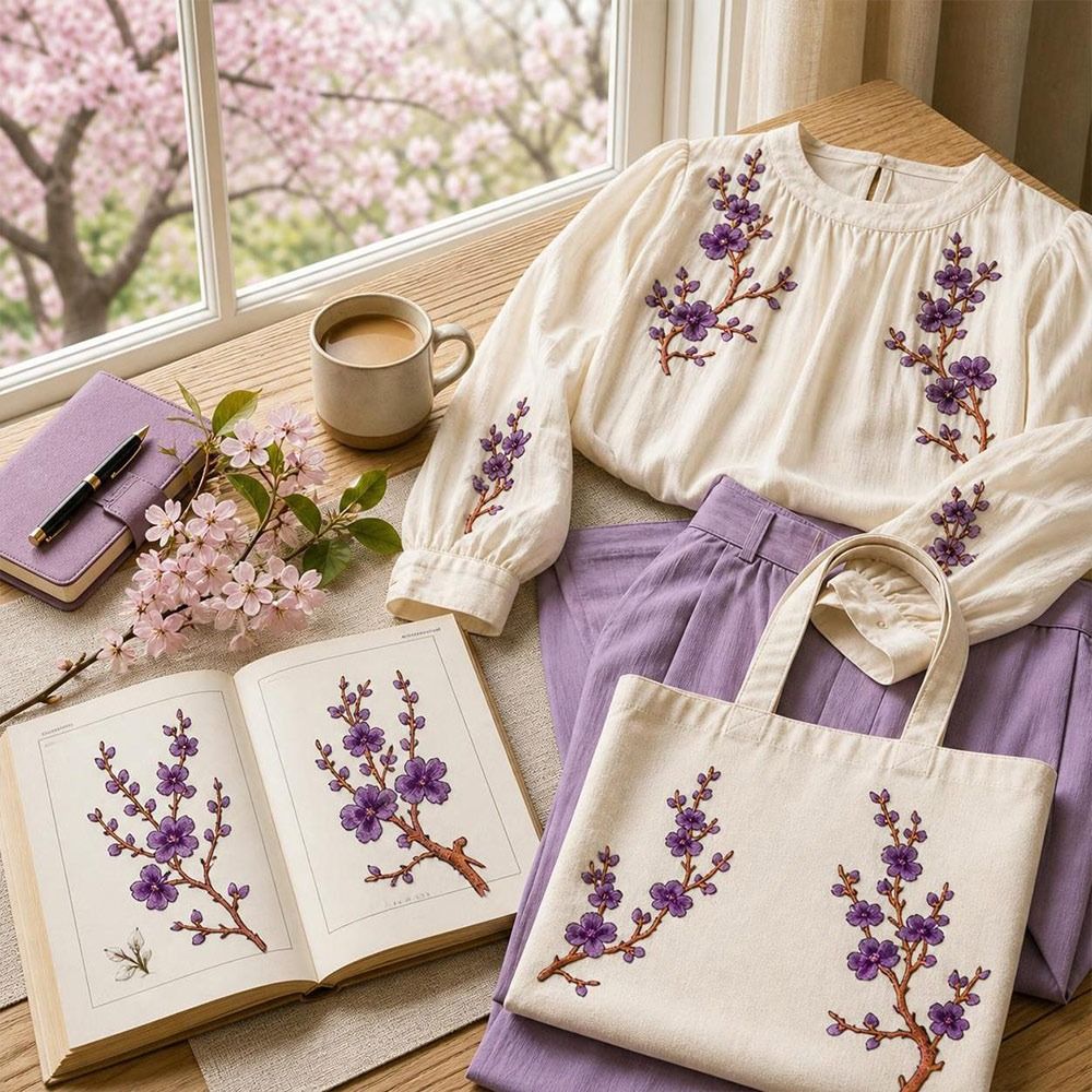 Applique Patch Flower - رقع زهرة الكرز القابلة للصق بالكي