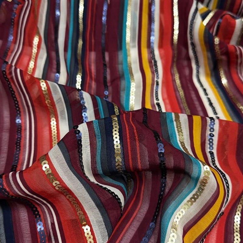 الملونة مخطط مطرز الترتر النسي - مراجعة Crystal Mesh Fabric وسعره