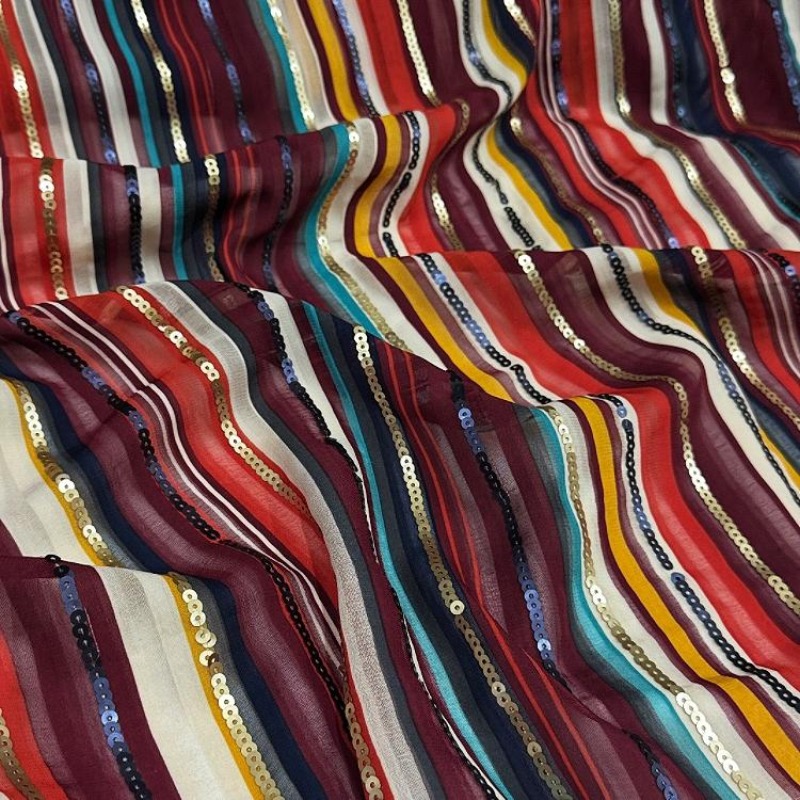 الملونة مخطط مطرز الترتر النسي - مراجعة Crystal Mesh Fabric وسعره